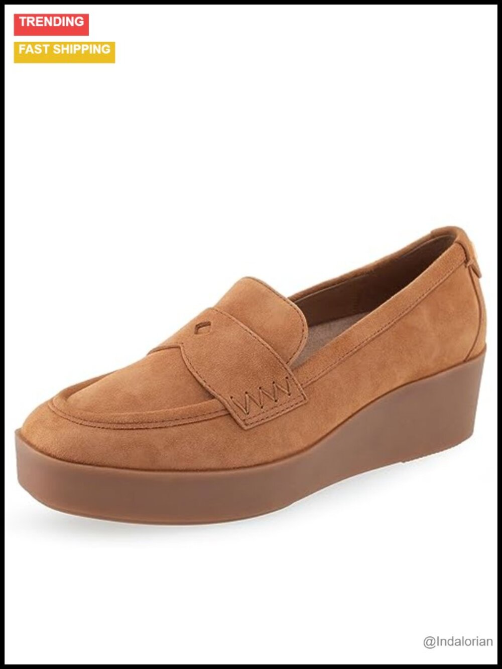 Aerosoles Cetara Suede Wedge Penny Loafers Slip-On Comfort